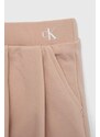 Dievčenská sukňa Calvin Klein Jeans ružová farba, mini, áčkový strih