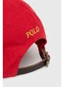 Bavlnená šiltovka Polo Ralph Lauren červená farba, jednofarebná