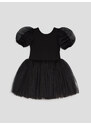 Dievčenské šaty s naberaným rukávom čierne TUTU