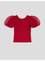 Dievčenské tričko s naberanými rukávmi červené TUTU
