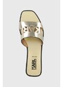 Kožené šľapky Karl Lagerfeld SKOOT II dámske, zlatá farba, KL80406