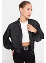 Trendyol Black oversize tričko detailný nepremokavý bomber bundový kabát
