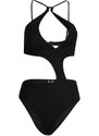 Trendyol Collection Čierne jednoramenné zásuvné plavky s vysokými nohavicami