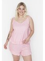 Trendyol Curve Súprava pyžama s potlačou Strappy Knitted Plus Size
