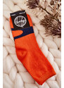 Kesi Women's Cotton Socks Navy Pattern Orange