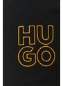 Bavlnené tepláky HUGO pánske, čierna farba, jednofarebné