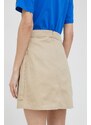 Bavlnená sukňa Calvin Klein Jeans béžová farba, mini, rovný strih