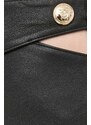 Kožená sukňa Pinko čierna farba, mini, rovný strih