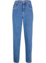 bonprix Mom-džínsy so strečom, vysoký pás, farba modrá