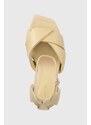 Kožené sandále Guess HYSON béžová farba, FL6HYS LEA03