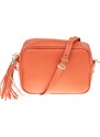 Oranžová kožená talianska crossbody kabelka Bala Arancione s prídavným pruhom II NovaKabelka.sk