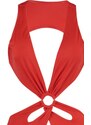 Trendyol Collection Červené hlboké plavky s vysokými nohavicami a doplnkami