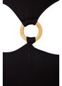 Trendyol Collection Čierne plavky so štvorcovým golierom s pravidelnými nohami s doplnkami