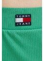 Sukňa Tommy Jeans zelená farba, mini, rovný strih