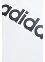 Bavlnená mikina adidas dámska, biela farba, s potlačou, IC6879