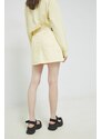 Rifľová sukňa Tommy Jeans žltá farba, mini, áčkový strih