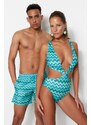 Trendyol Collection Pravidelné plavky s vysokými nohami s geometrickým vzorom