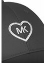 Detská bavlnená čiapka Michael Kors čierna farba, s nášivkou