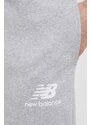 Tepláky New Balance MP31539AG-9AG, šedá farba, s potlačou