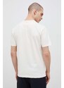 Bavlnené tričko New Balance béžová farba, jednofarebné