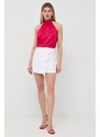 Sukňa Armani Exchange biela farba, mini, áčkový strih
