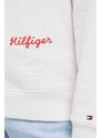 Bavlnená mikina Tommy Hilfiger dámska, béžová farba, vzorovaná