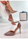 Webmoda Exkluzívne dámske sandále s ozdobnými kamienkami - medené