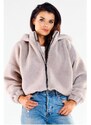 Skvelá Móda Hrejivá dámska bunda s kapucňou v béžovej farbe