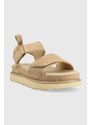 Semišové sandále UGG Goldenstar dámske, béžová farba, na platforme, 1136783