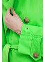 Bavlnený trenčkot Tommy Hilfiger zelená farba, prechodný