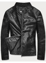 J.STYLE Klasická čierna pánska bunda z eko kože (11Z8025)