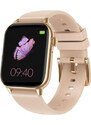 Smart hodinky Madvell Pulsar s volaním cez bluetooth a EKG púdrovo zlaté so silikónovým remienkom