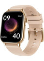 Smart hodinky Madvell Pulsar s volaním cez bluetooth a EKG púdrovo zlaté so silikónovým remienkom