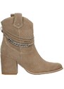 Wojas Béžové Dámske Členkové Topánky Na Podpätku S Ozdobou Okolo Zvršku
