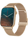 Smart hodinky Madvell Pulsar s volaním cez bluetooth a EKG púdrovo zlaté s púdrovým zlatým kovovým remienkom
