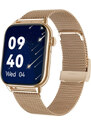 Smart hodinky Madvell Pulsar s volaním cez bluetooth a EKG púdrovo zlaté s púdrovým zlatým kovovým remienkom