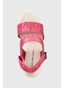 Sandále Calvin Klein Jeans WEDGE SANDAL WEBBING dámske, ružová farba, na kline, YW0YW00959