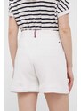 Šortky Tommy Hilfiger dámske, biela farba, jednofarebné, vysoký pás, WW0WW38348