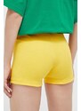 Šortky adidas dámske, žltá farba, jednofarebné, stredne vysoký pás