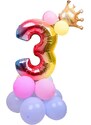 Narodeninová farebná sada balónov s číslom 3