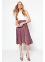 Trendyol Plum Midi Woven Skirt with a Slit Detailed
