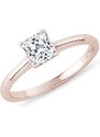 Prsteň z ružového zlata s LG diamantom princess KLENOTA R0877754