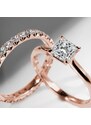 Prsteň z ružového zlata s LG diamantom princess KLENOTA R0877754