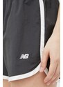 Tréningové šortky New Balance Athletics Remastered WS31500ACK-ACK, šedá farba, s nášivkou, vysoký pás