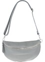 Sivá kožená talianska crossbody kabelka Reni Grande Grigia s prídavným pruhom NovaKabelka.sk