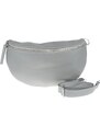 Sivá kožená talianska crossbody kabelka Reni Grande Grigia s prídavným pruhom NovaKabelka.sk