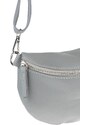 Sivá kožená talianska crossbody kabelka Reni Grande Grigia s prídavným pruhom NovaKabelka.sk