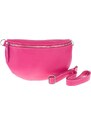 Ružová kožená talianska crossbody kabelka Reni Grande Fuxia s prídavným pruhom VII NovaKabelka.sk