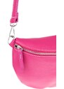 Ružová kožená talianska crossbody kabelka Reni Grande Fuxia s prídavným pruhom VII NovaKabelka.sk
