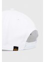 Bavlnená čiapka Alpha Industries 126912.09-White, biela farba, s potlačou